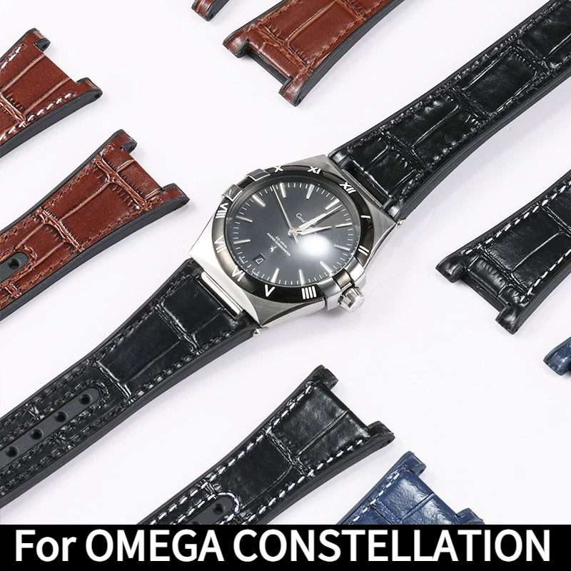 Crocodile-patterned genuine le - Omega Watch Constellation recension och pris