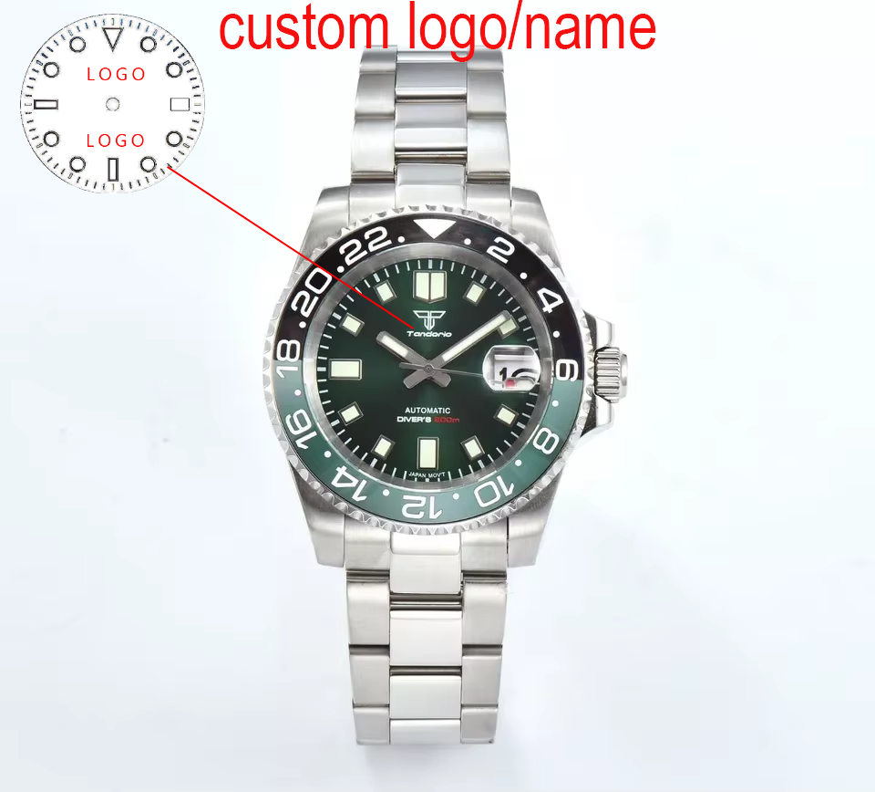Custom 40mm Green Diver Men Wa - Stainless Bracelet Diver recension och pris